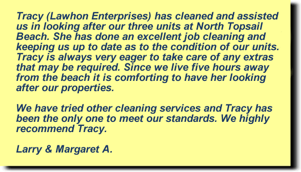 Topsail Beach Home Cleaning Testimonials